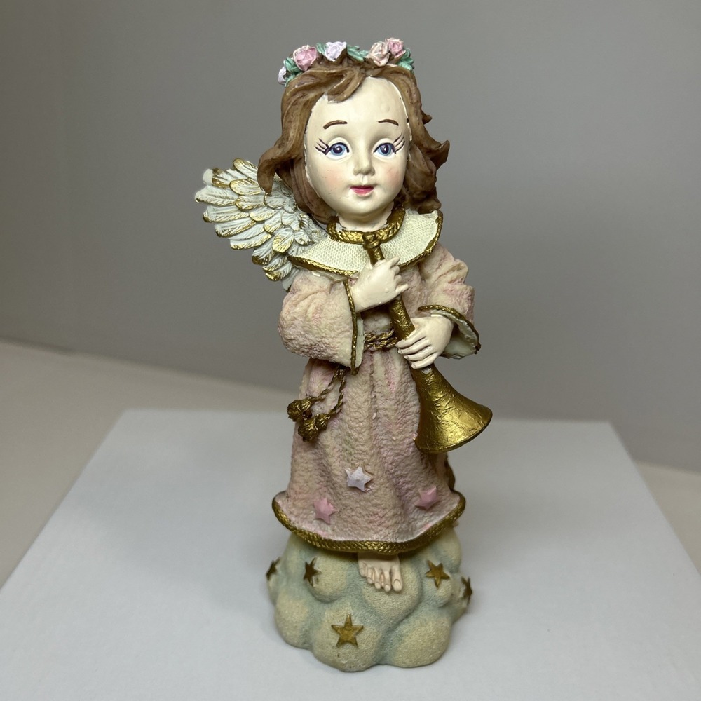 Jaimy Angel Girl Figurine Pink Dress‎ Trumpet Stars 7" SKU 1231 - Picture 2 of 9